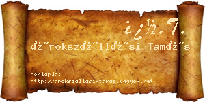 Árokszállási Tamás névjegykártya